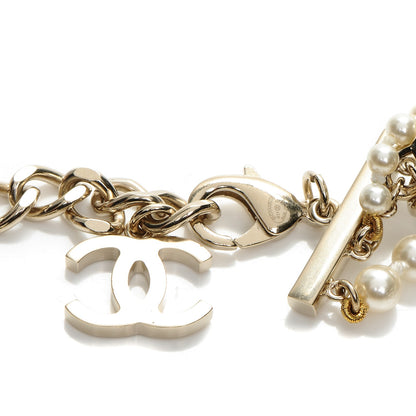 Chanel Pearl CC Chain Choker Necklace Black Gold 3 of 4