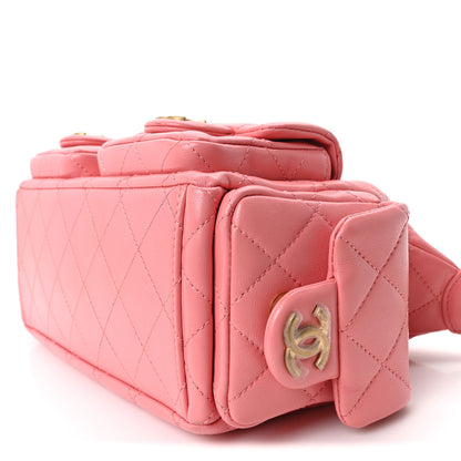 Chanel Shiny Lambskin Quilted Trendy Pockets Hobo Coral Pink 10 of 10