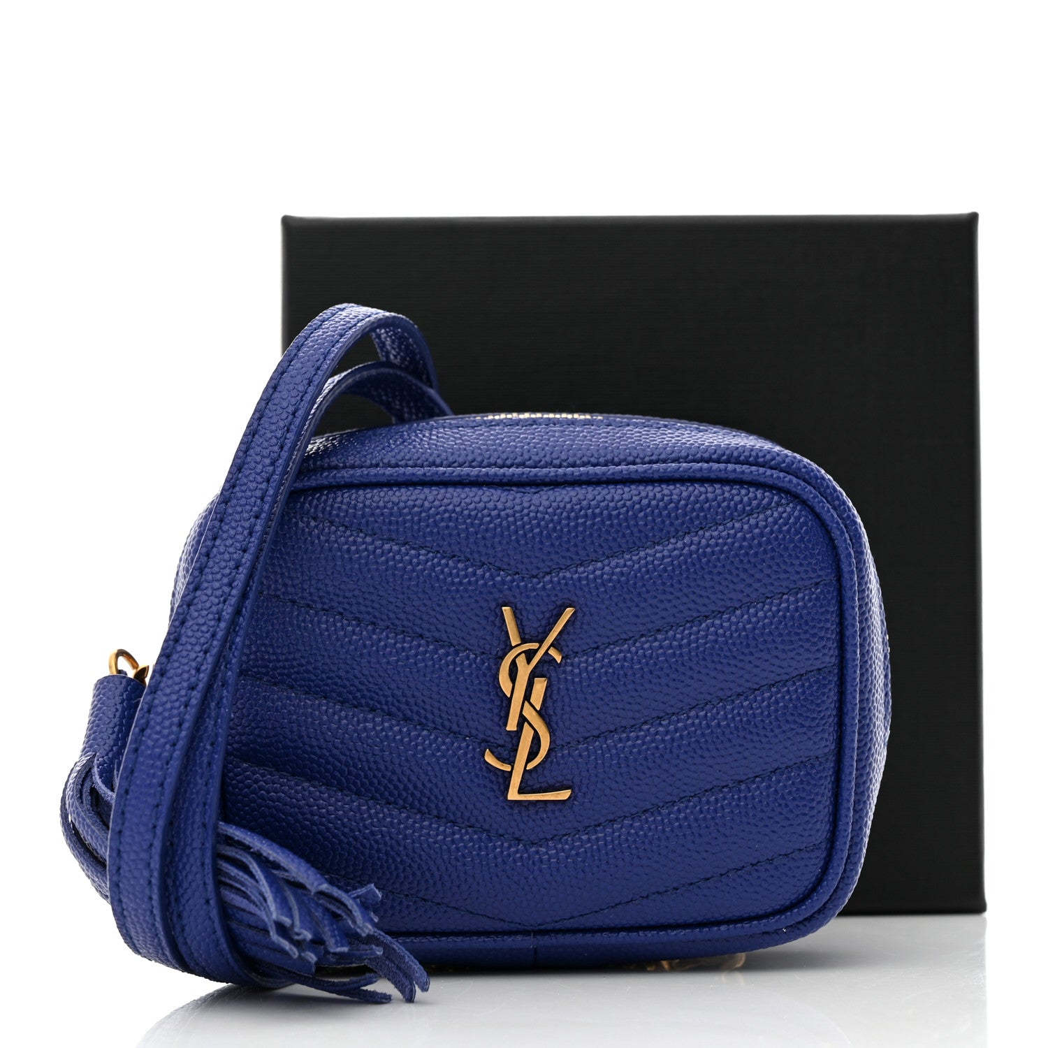 Saint Laurent Grain De Poudre Matelasse Monogram Baby Lou Camera Bag Sapphire Blue 7 of 7