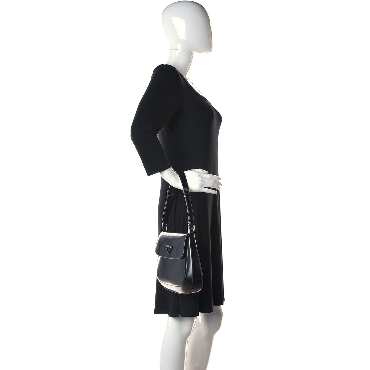 Spazzolato Cleo Adjustable Strap Shoulder Bag Black