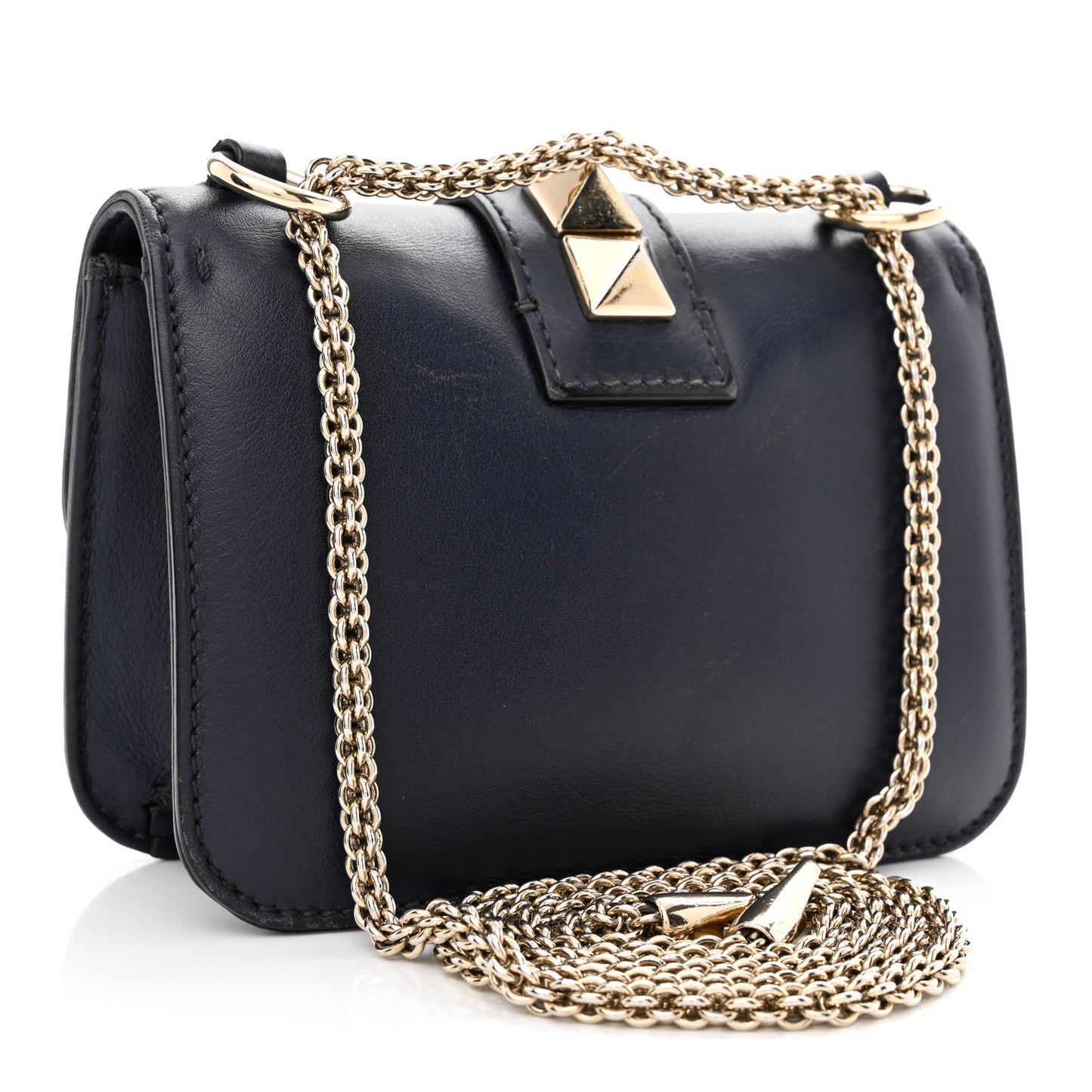 Vitello Mini Glam Lock Rockstud Flap Black