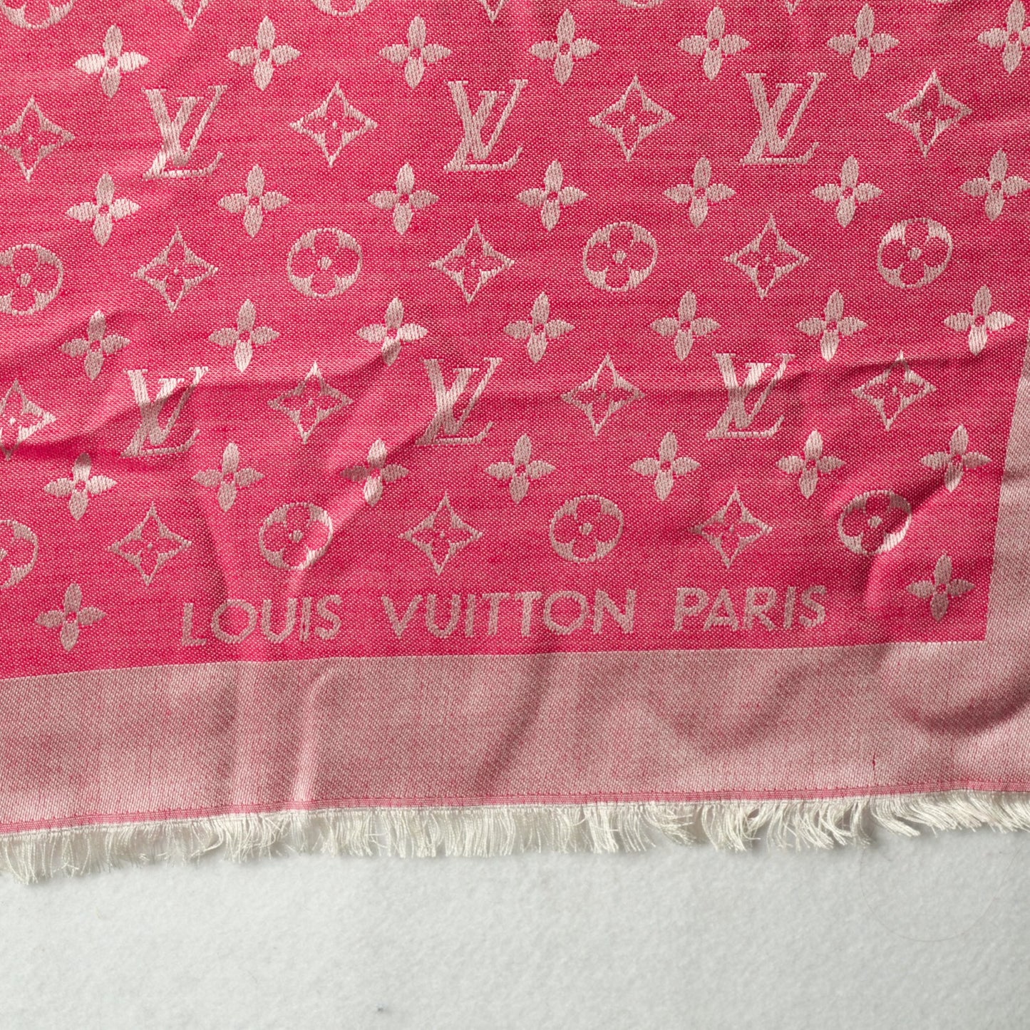 Silk Wool Monogram Denim Shawl Pivoine