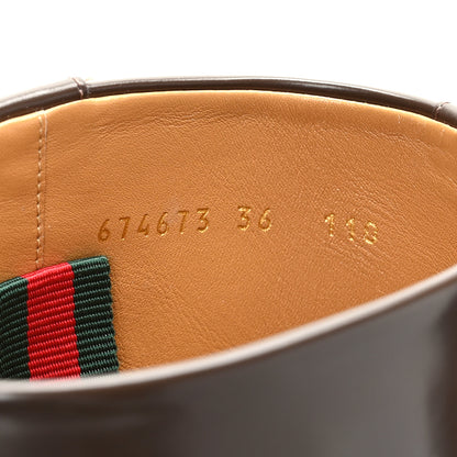 Gucci Monogram Jumbo GG Cordovan Lux Zelda Harness Riding Boots 36 Camel Ebony New Acero 6 of 7