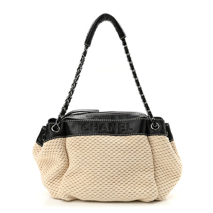 Chanel Canvas Woven Lambskin Lax Accordion Hobo Black 1 of 9