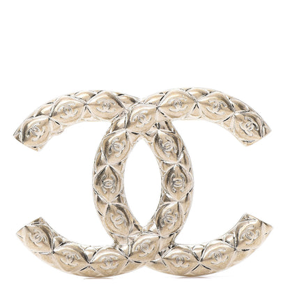Chanel Metal CC Diamond Quilted Brooch Light Gold 1 of 5