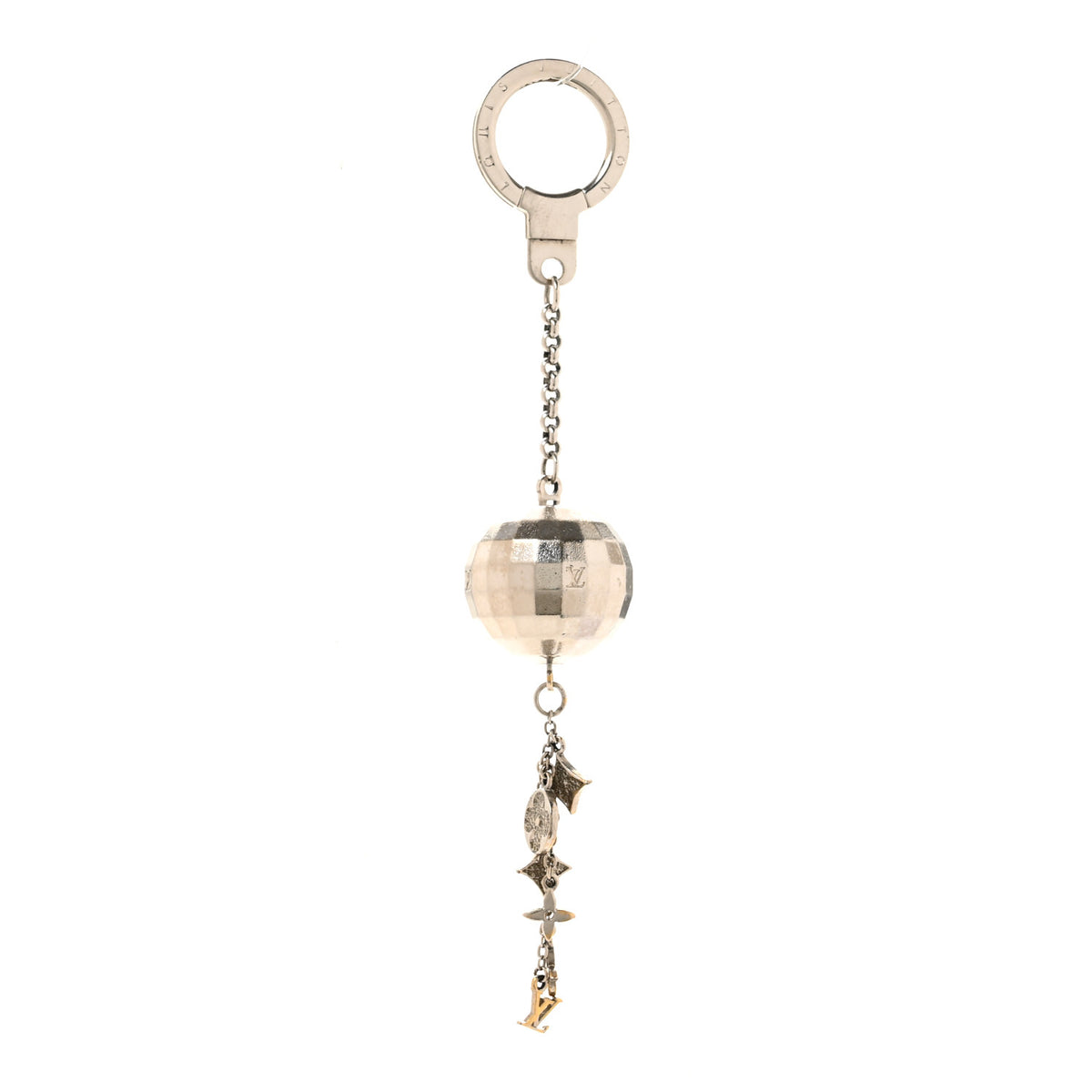 Mirror Ball Disco Key Holder Chain Ring Silver