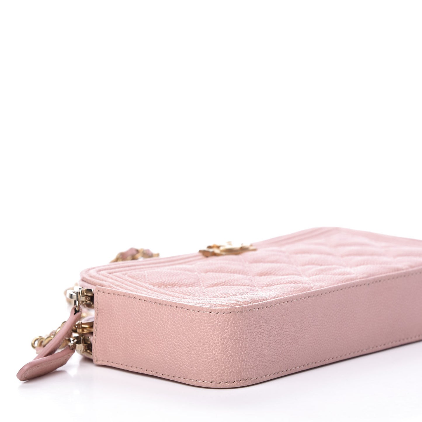 Caviar Quilted Small Boy Clutch With Chain Pink