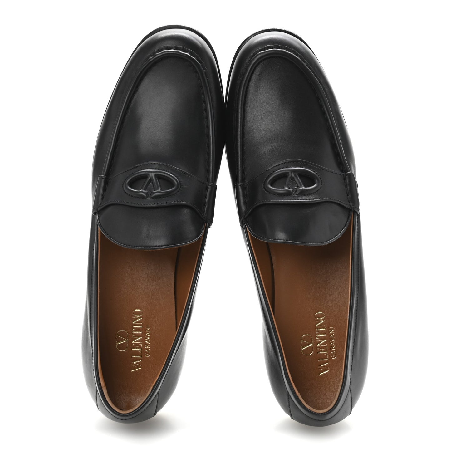 Calfskin Mens VLogo Loafers 43.5 Black