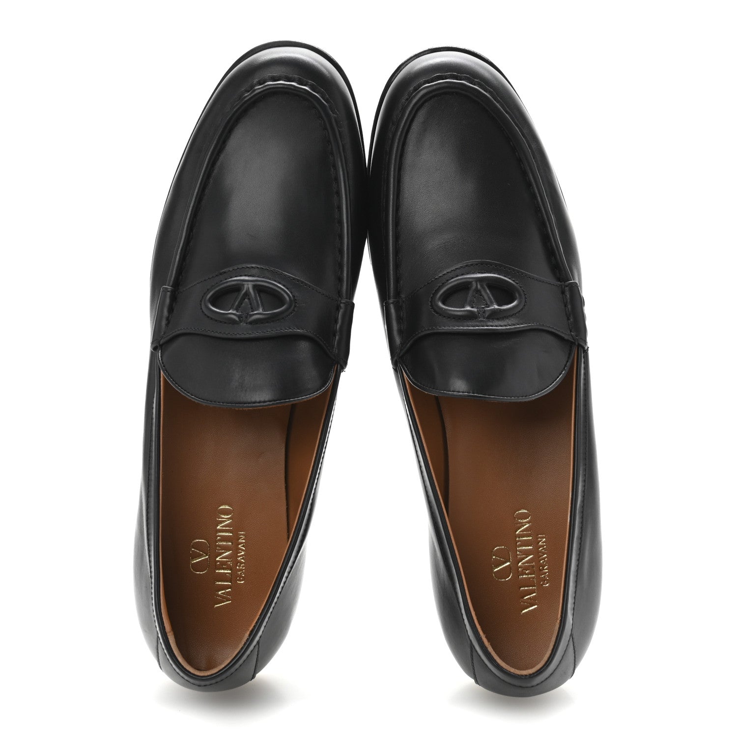 Valentino Garavani Calfskin Mens VLogo Loafers 43.5 Black 2 of 10