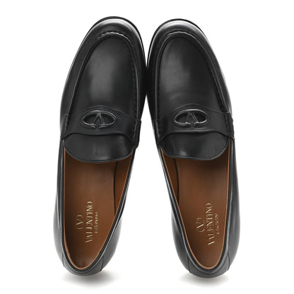 Valentino Garavani Calfskin Mens VLogo Loafers 43.5 Black 2 of 10