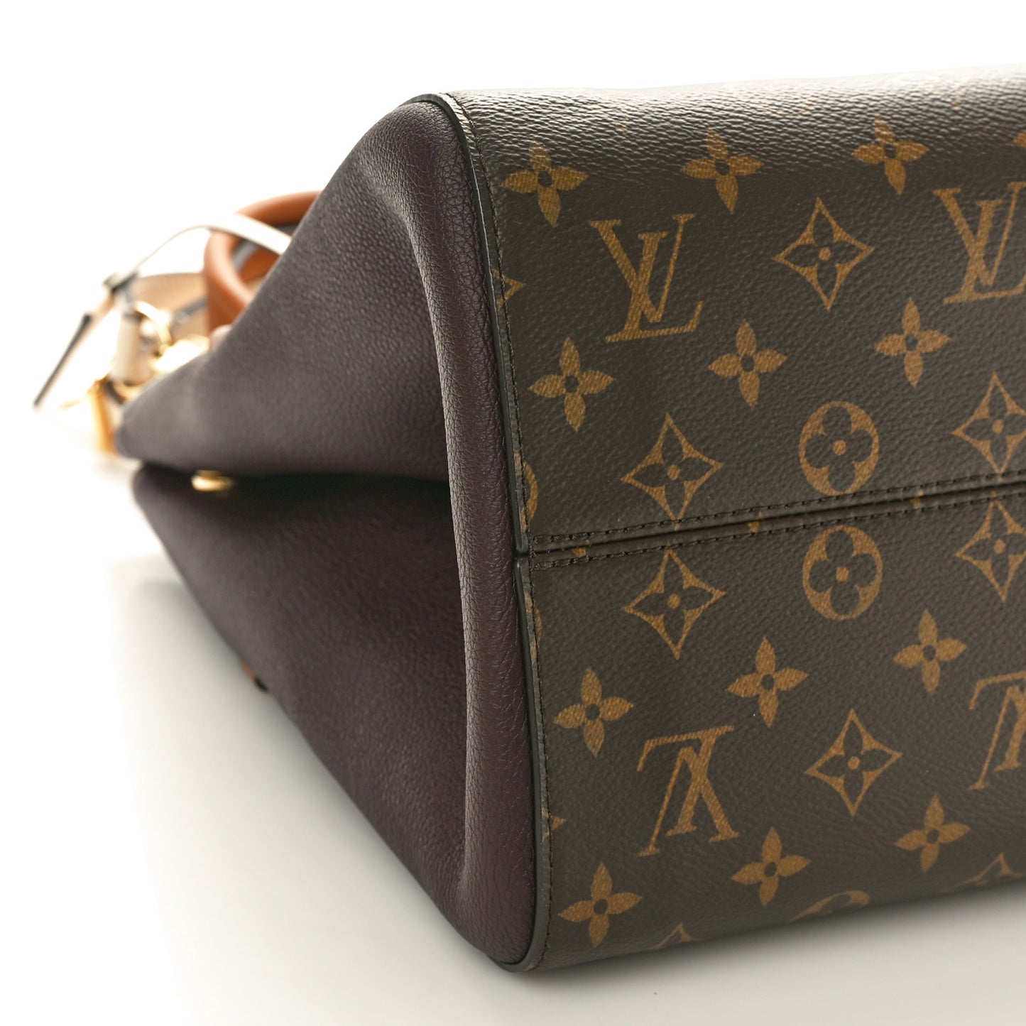 Calfskin Monogram Fold Tote MM Black Wine Cream