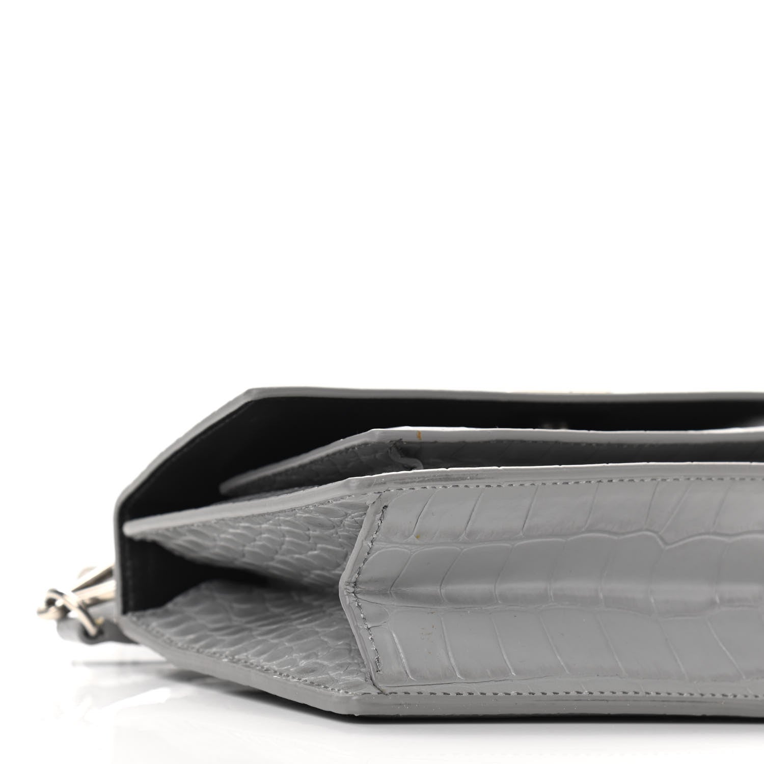 Balenciaga Shiny Calfskin Crocodile Embossed XS Sharp Top Handle Bag Balenciaga Grey 8 of 9