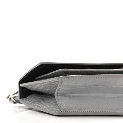 Balenciaga Shiny Calfskin Crocodile Embossed XS Sharp Top Handle Bag Balenciaga Grey 8 of 9