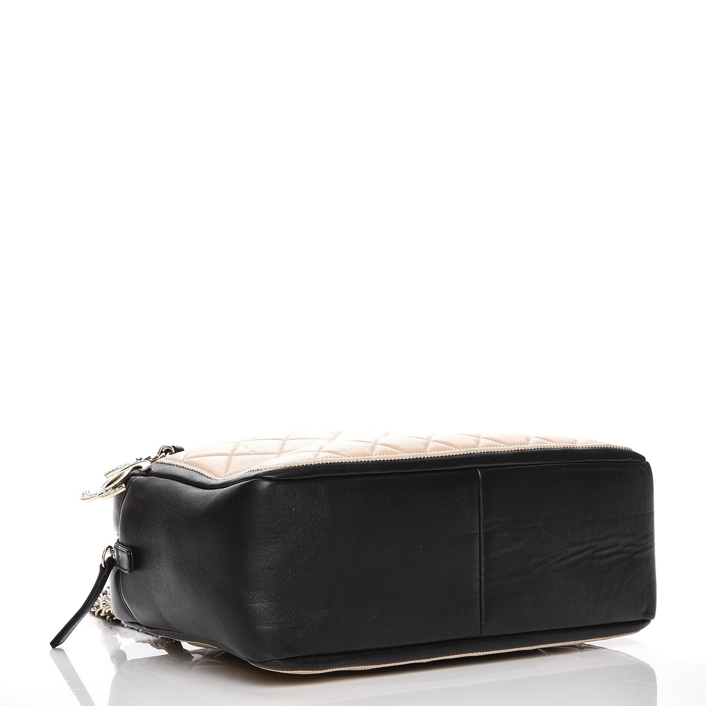 Lambskin Quilted Graphic Camera Case Beige Black