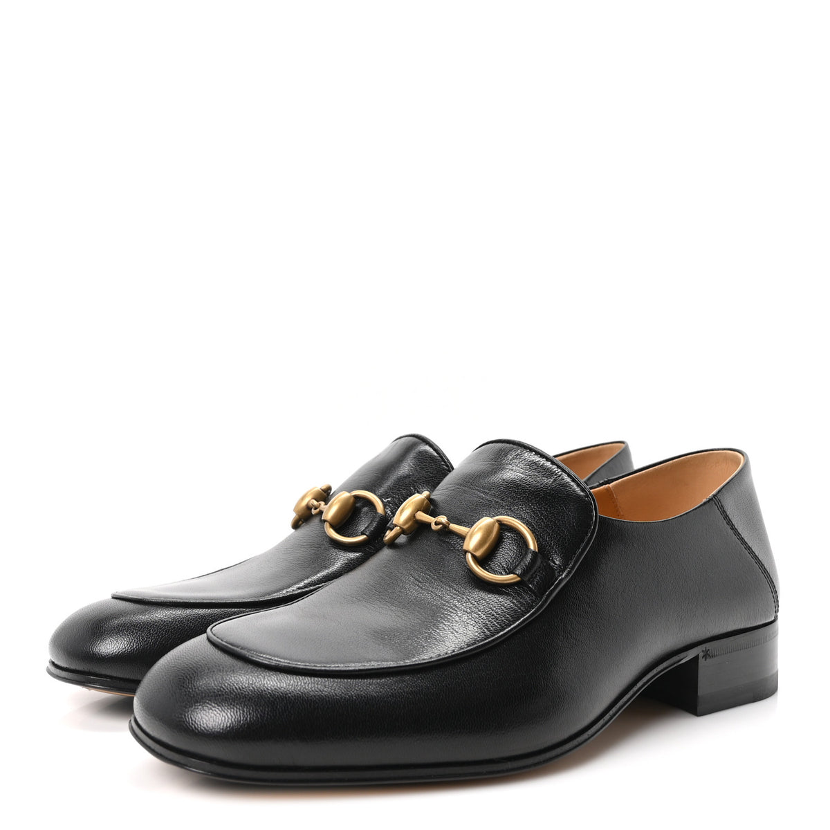 Goatskin Womens Horsebit Mid-Heel Loafers 37 Black