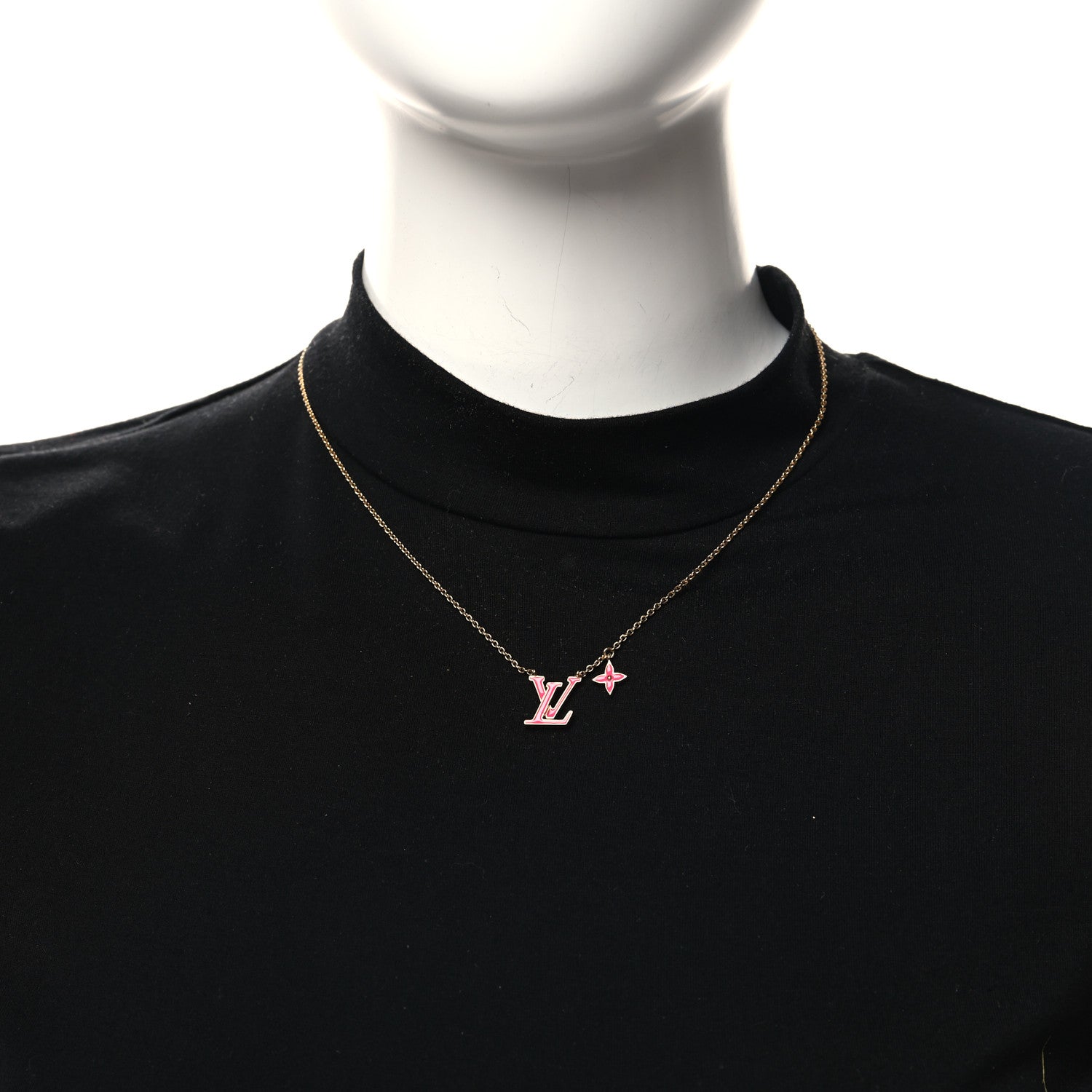 Louis Vuitton Enamel LV Iconic Necklace Gold Fuchsia 2 of 7