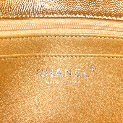 Chanel Metallic Caviar Quilted Top Handle East West Flap Gold 6 of 12