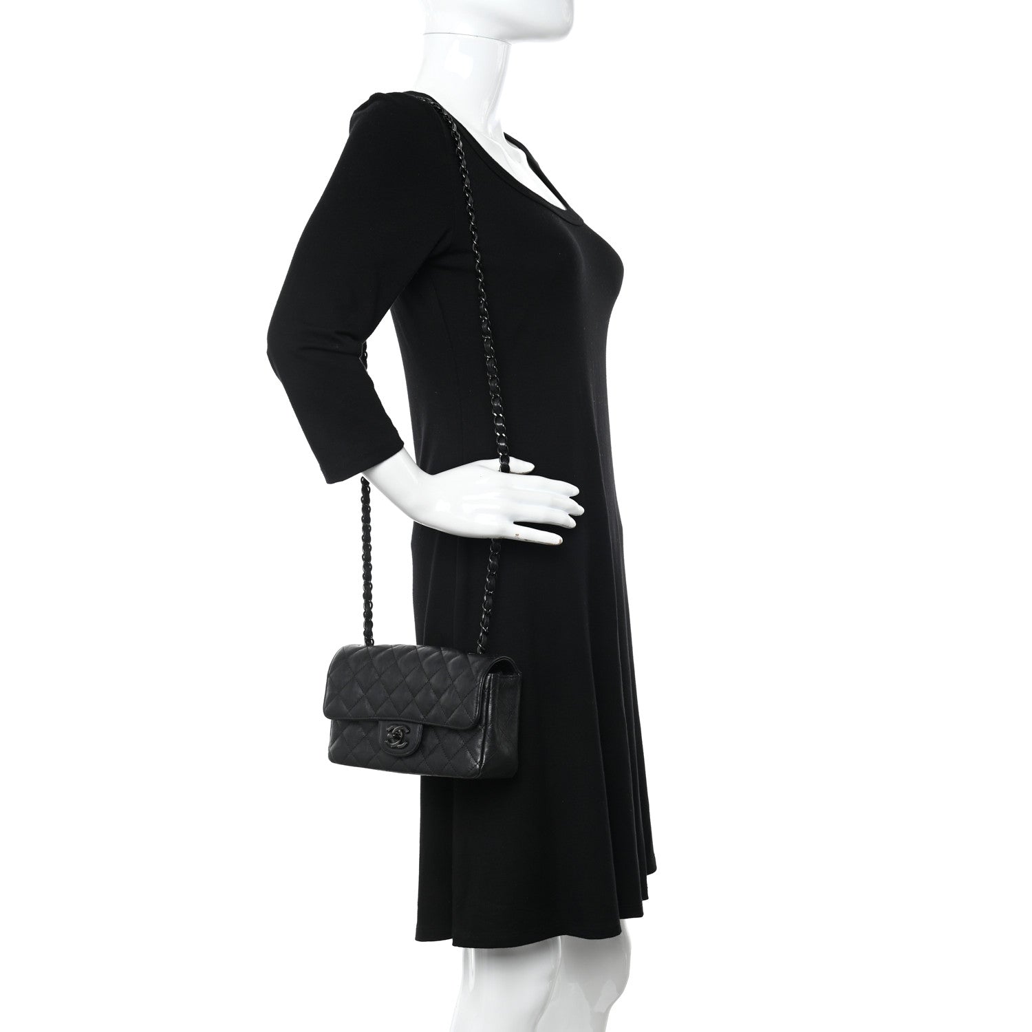 Chanel Crumpled Calfskin Quilted Mini Rectangular Flap So Black 2 of 11