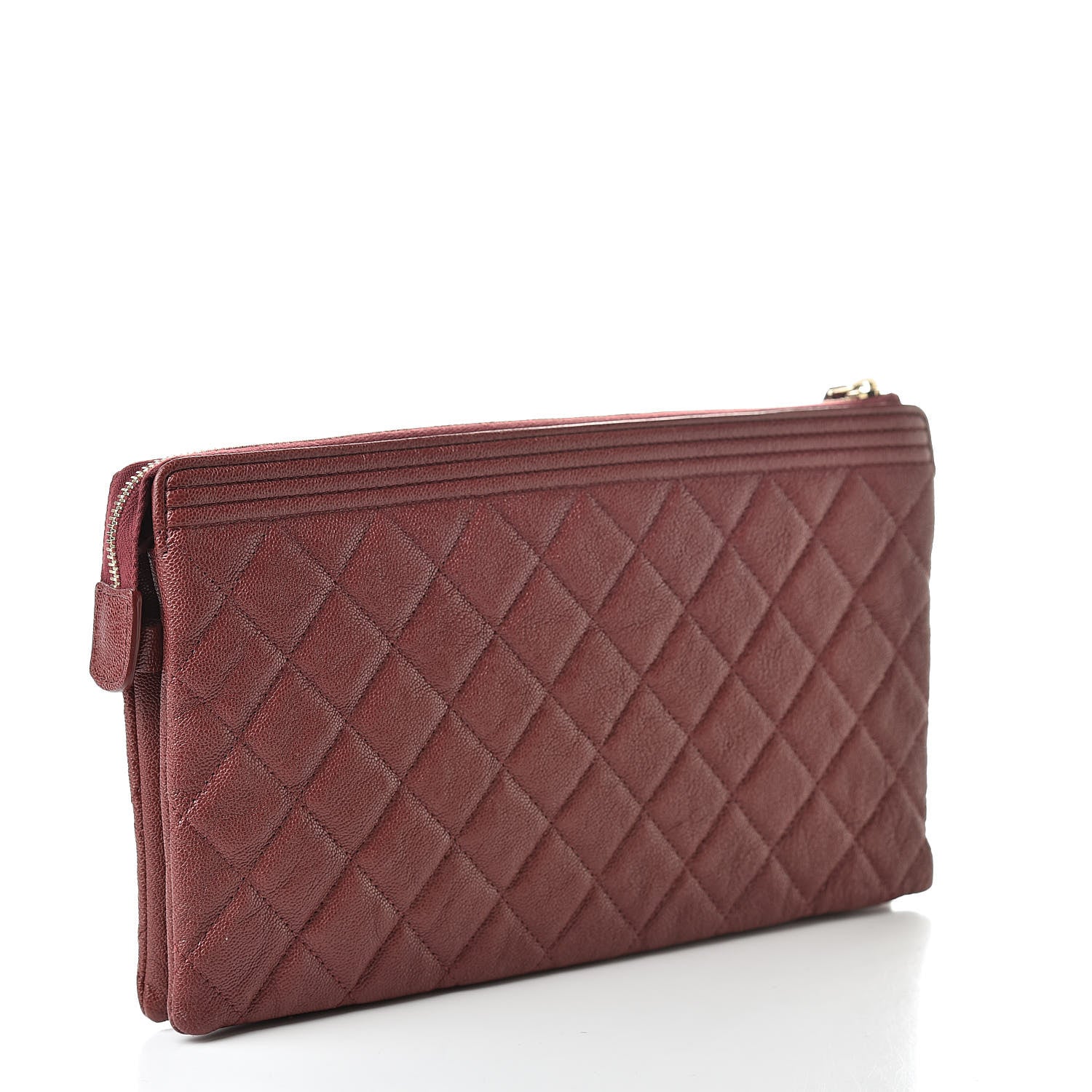 Chanel Caviar Quilted Small Zipped Boy Pouch Burgundy 3 of 10