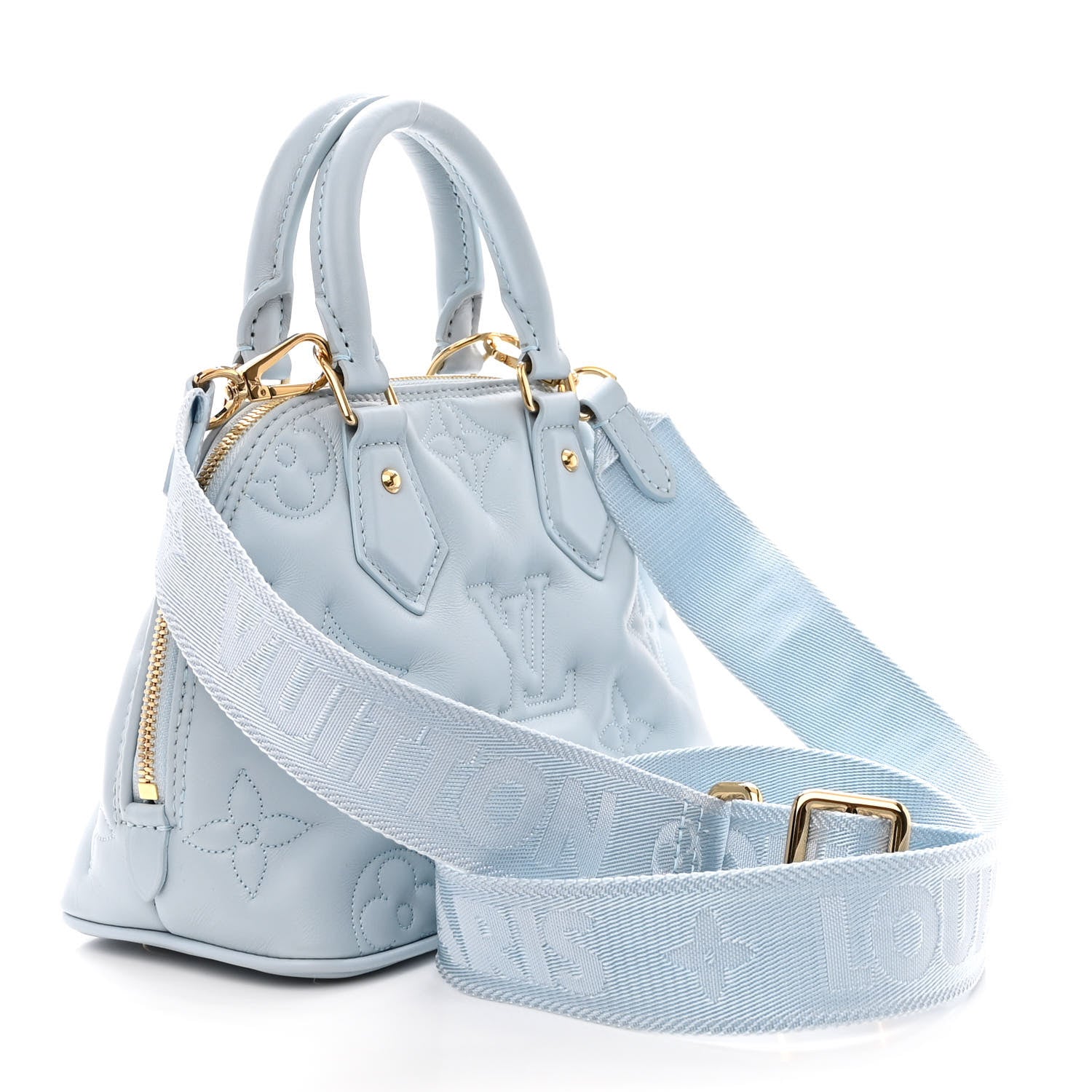 Louis Vuitton Calfskin Bubblegram Alma BB Ice Blue 3 of 10