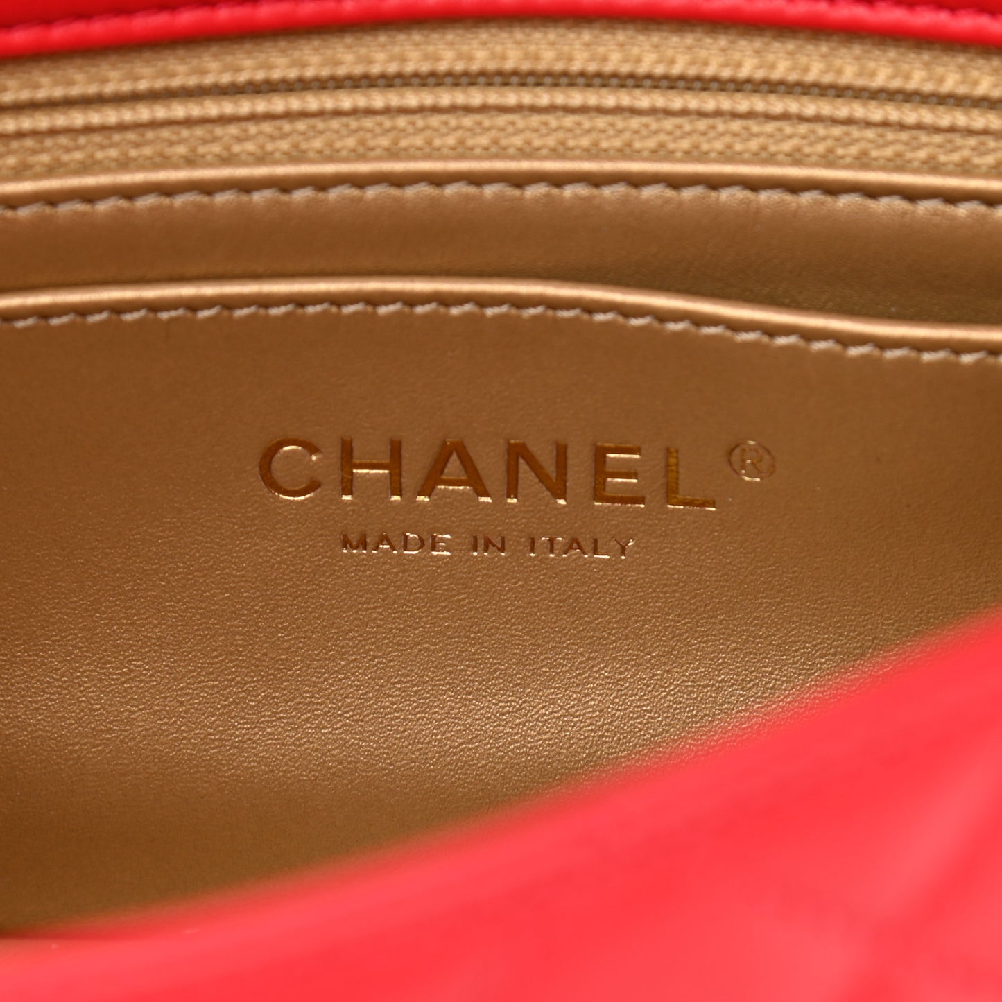 Lambskin Quilted Mini Rectangular Pearl Crush Flap Red