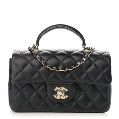 Chanel Lambskin Quilted Mini Top Handle Rectangular Flap Black 1 of 11