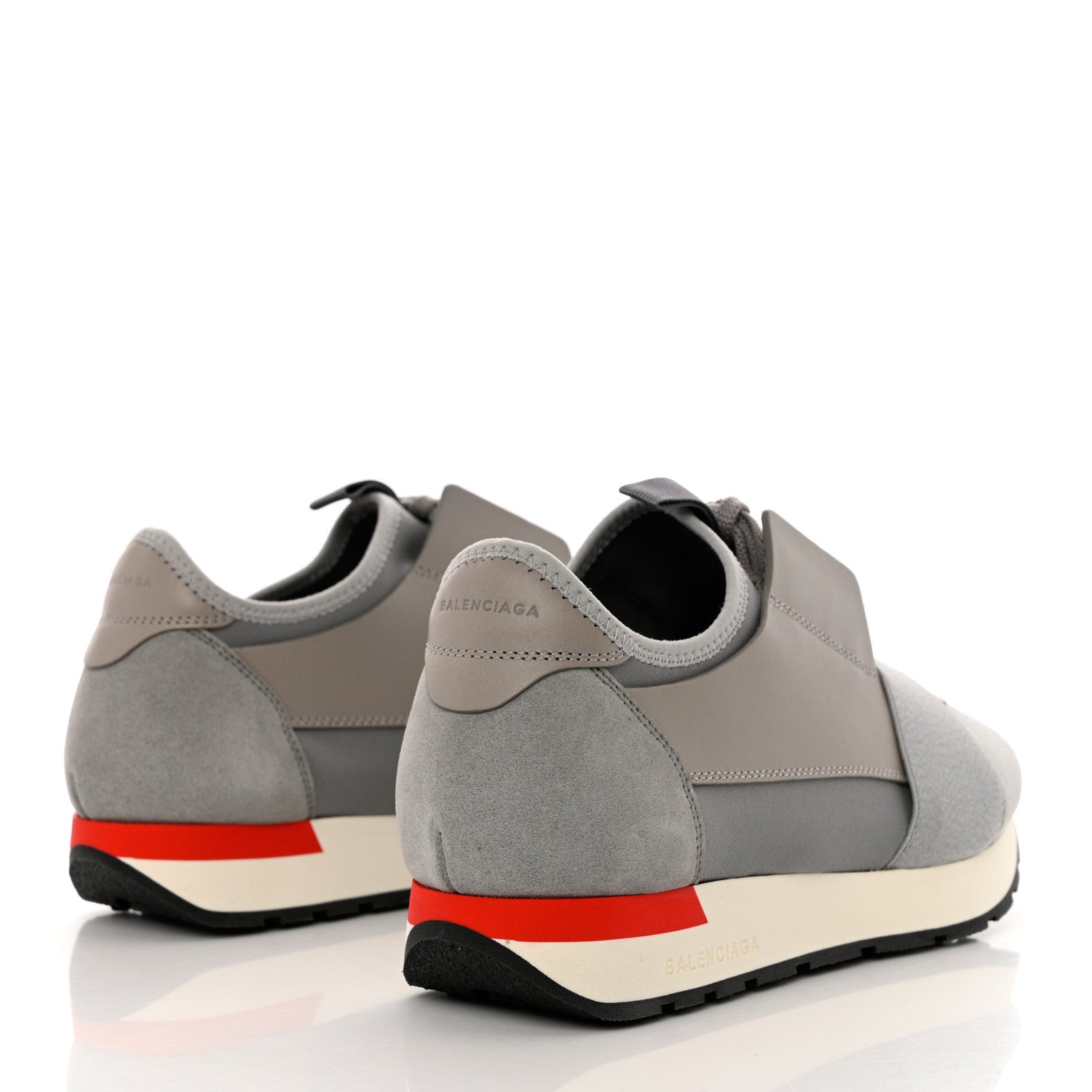 Balenciaga Mesh Calfskin Jersey Crepe Suede Mens Race Runner Sneakers 39 Gris 5 of 8