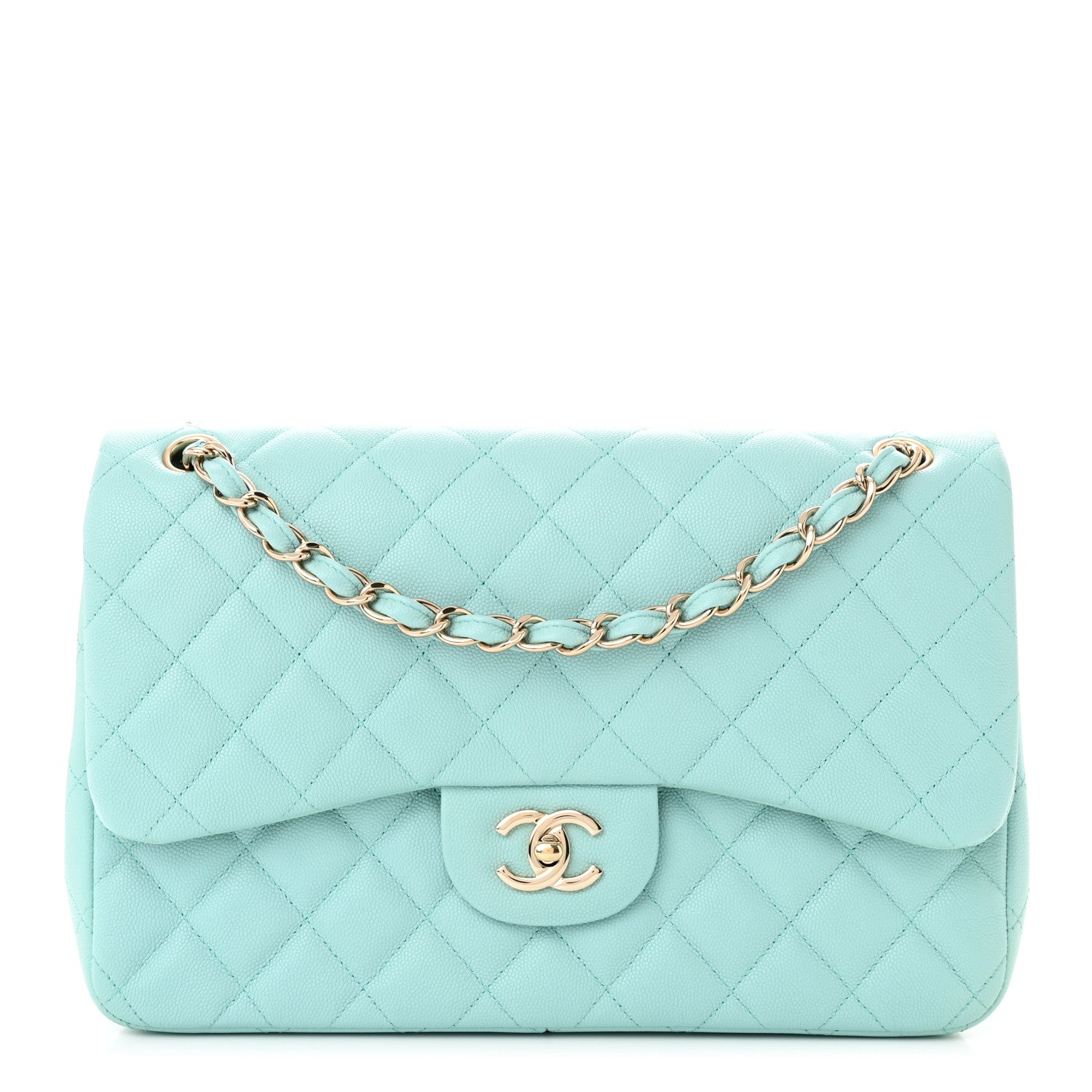 Chanel Caviar Quilted Jumbo Double Flap Light Blue 1 of 13