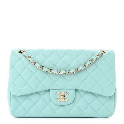 Chanel Caviar Quilted Jumbo Double Flap Light Blue 1 of 13