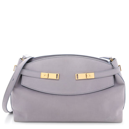 Salvatore Ferragamo Calfskin Large Hug Pouch Fog Gray 1 of 12