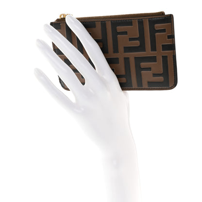 Fendi Vitello Soft F is Fendi Bi-Color FF 1974 Embossed Key Case Pouch Maya Black 2 of 7