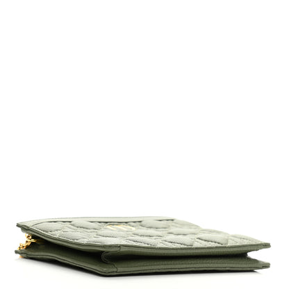 Christian Dior Calfskin Cannage Caro Zipped Pouch With Chain Cedar Green 4 of 10