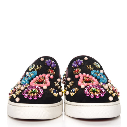 Christian Louboutin Velvet Beaded Candy Boat Flats 35 Black 3 of 11