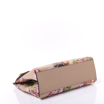 Gucci Shangai Calfskin Blooms Print Small Bamboo Daily Top Handle Bag Pink Apricot Multicolor 3 of 8