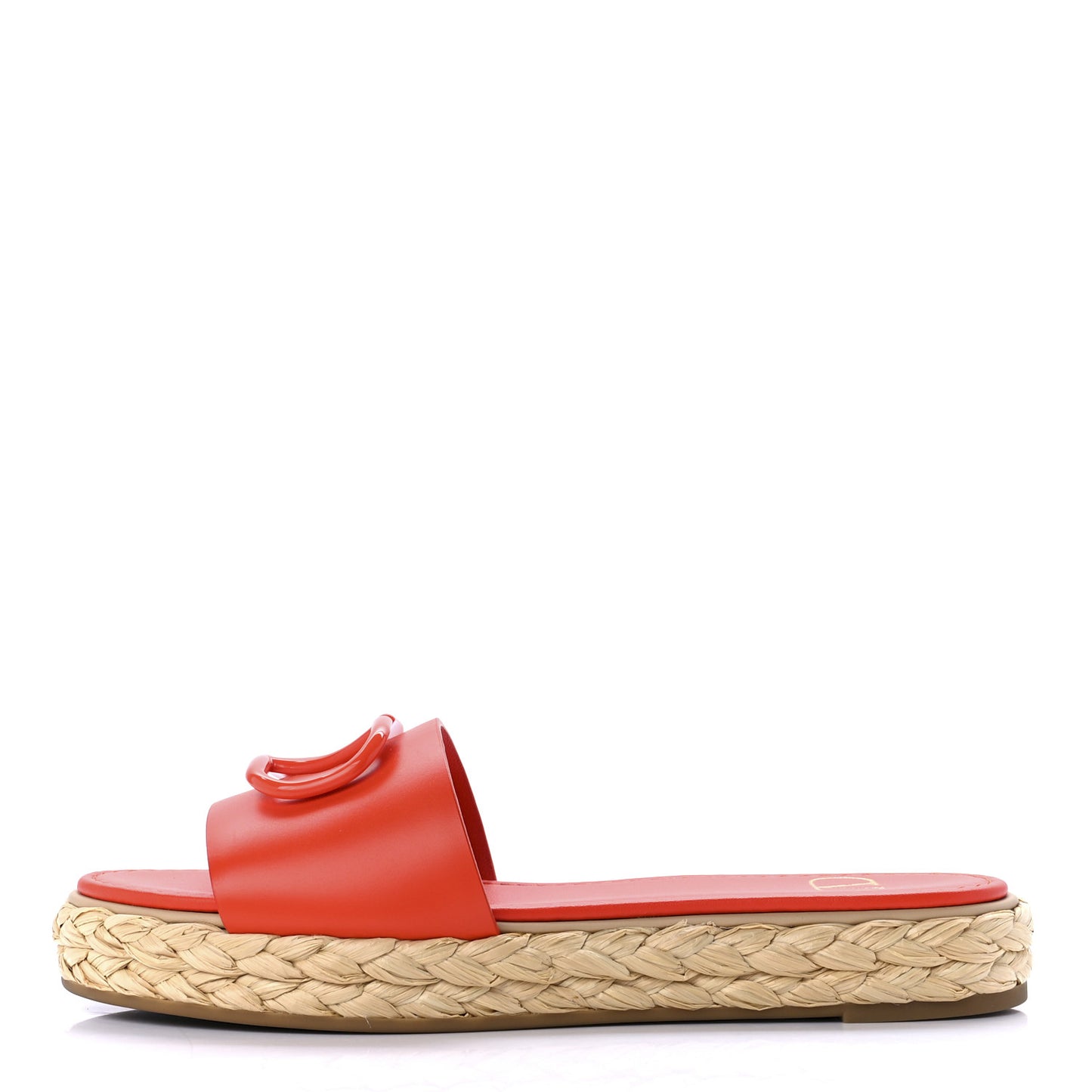 Calfskin Vlogo Espadrille 5mm Flat Slide Sandals 37 Titian