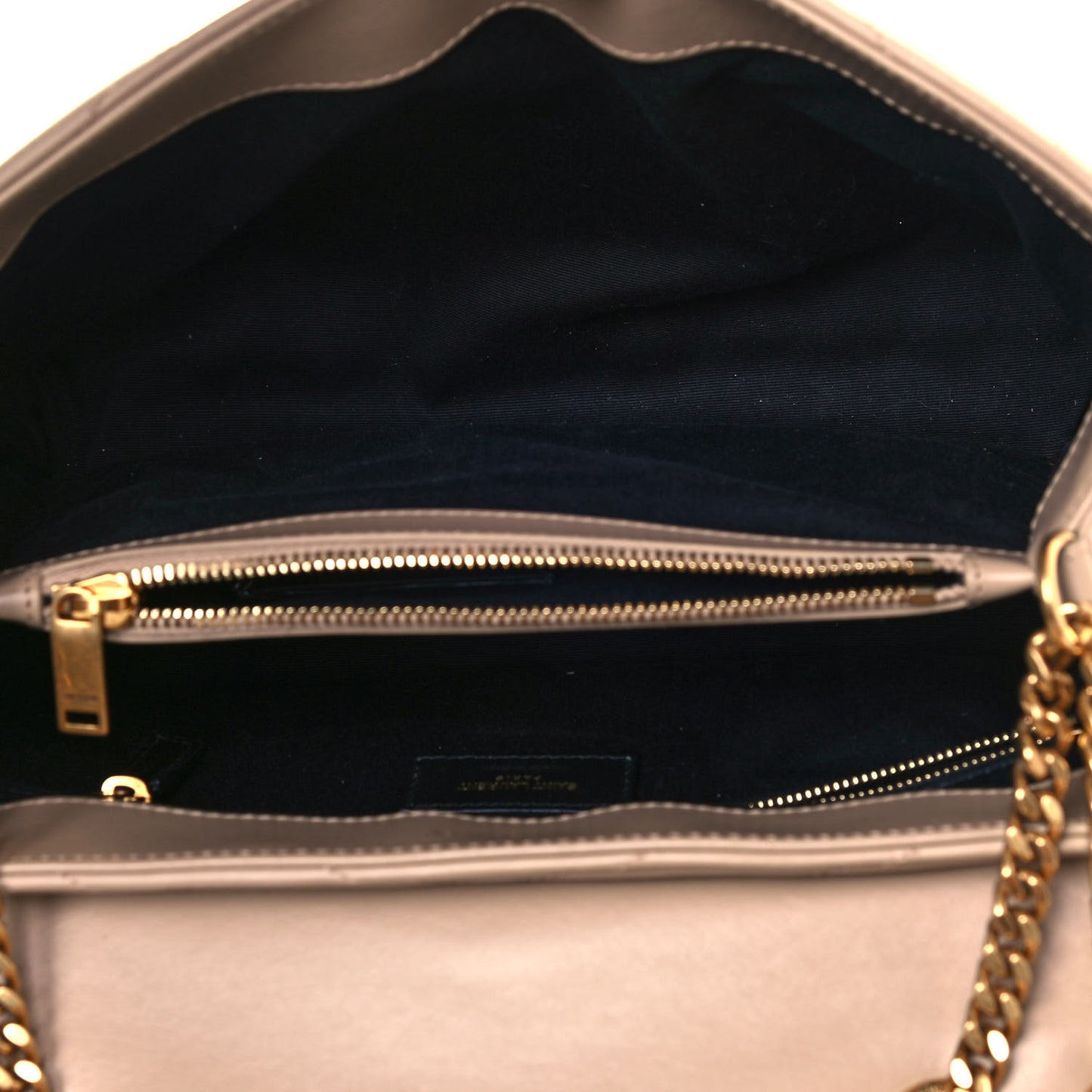 Calfskin Y Quilted Monogram Medium Loulou Chain Satchel Dark Beige