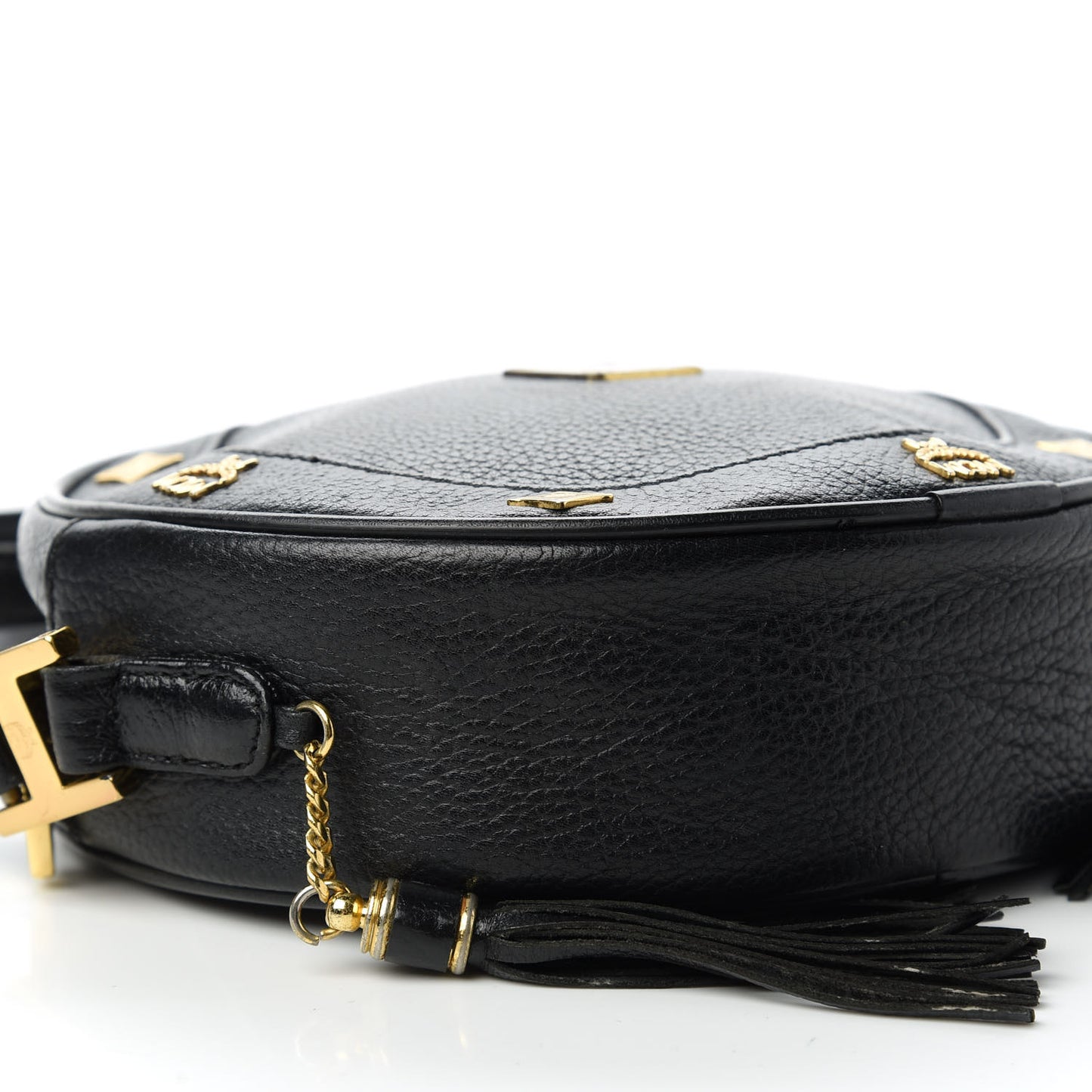 Grained Calfskin Studded Heritage Tambourine Black