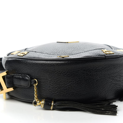 MCM Grained Calfskin Studded Heritage Tambourine Black 6 of 10