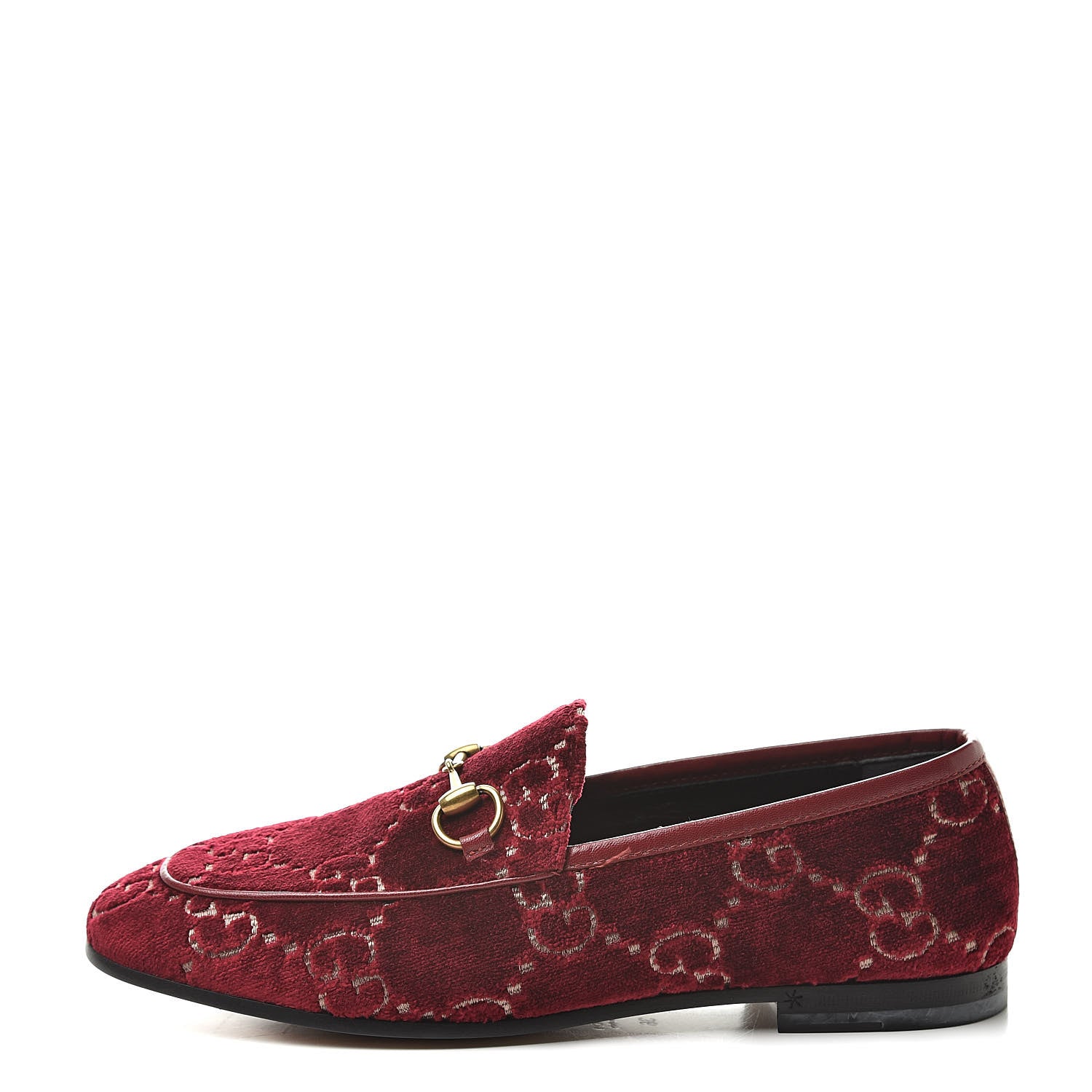 Gucci Velvet Malaga Kid GG Monogram Horsebit Womens Jordaan Loafers 36 Red Cipria Romantic Cerise 1 of 8