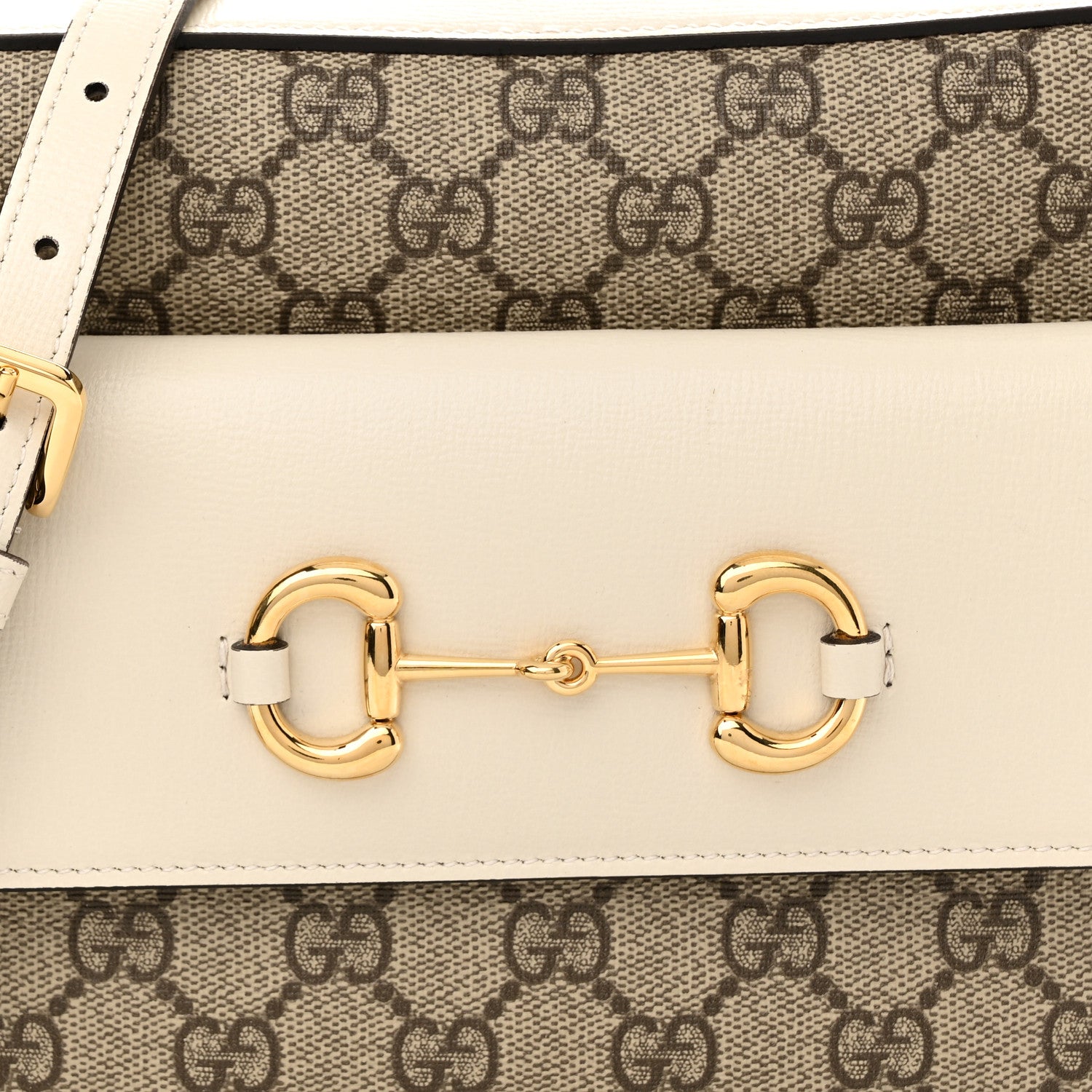 Gucci GG Supreme Monogram Small Horsebit 1955 Shoulder Bag Beige Mystic White 8 of 10