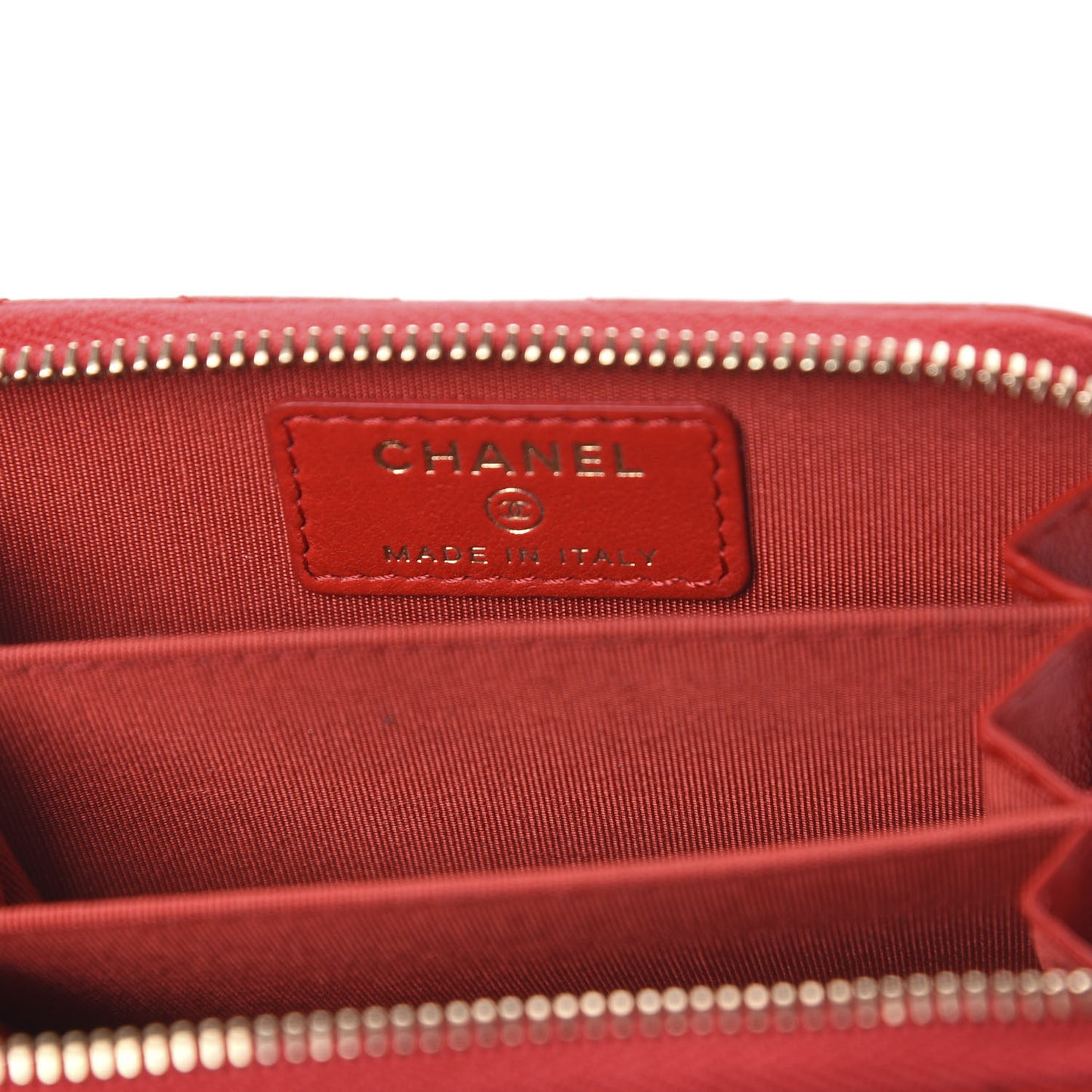 Lambskin Quilted Camellia Zip Coin Purse Red