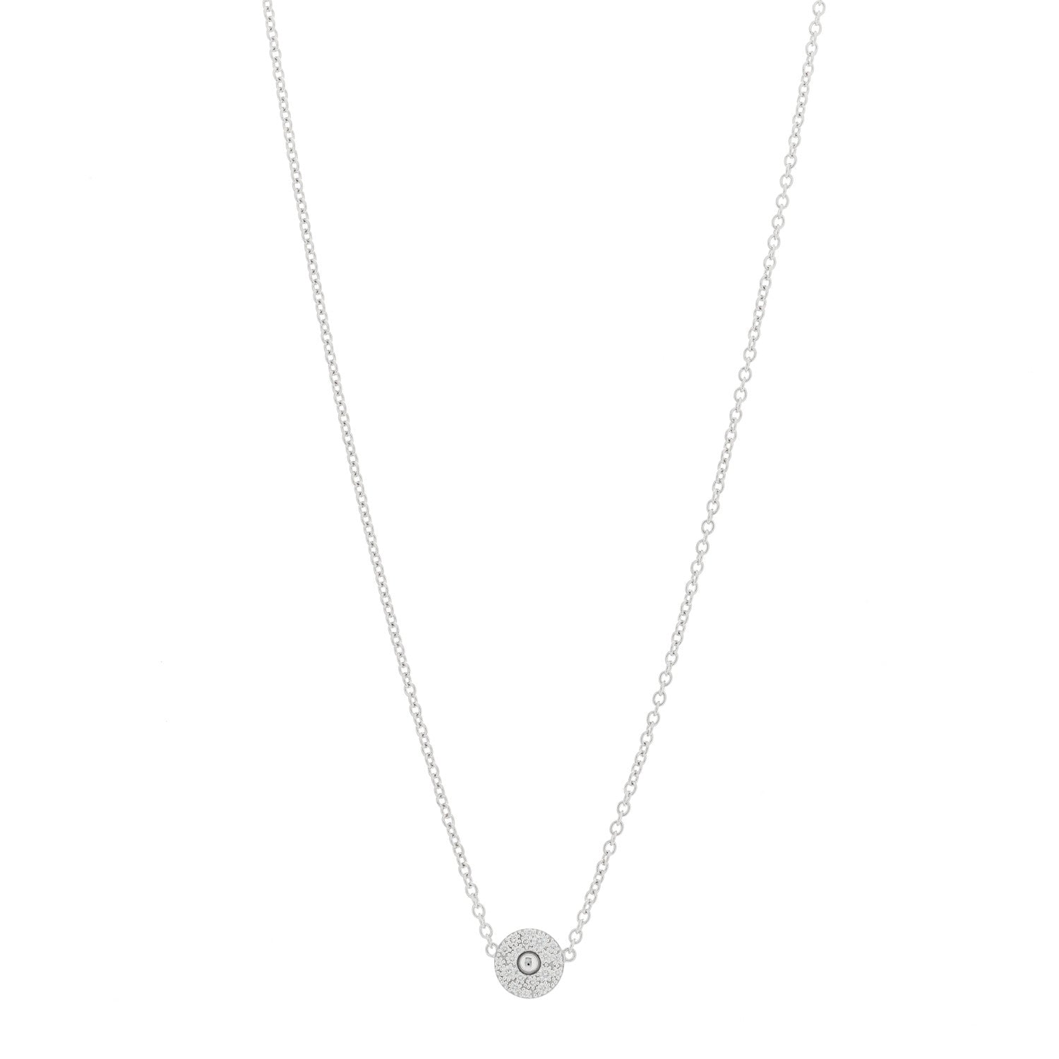 Roberto Coin 18K White Gold Diamond Pois Mois Circle Pendant Necklace 1 of 4