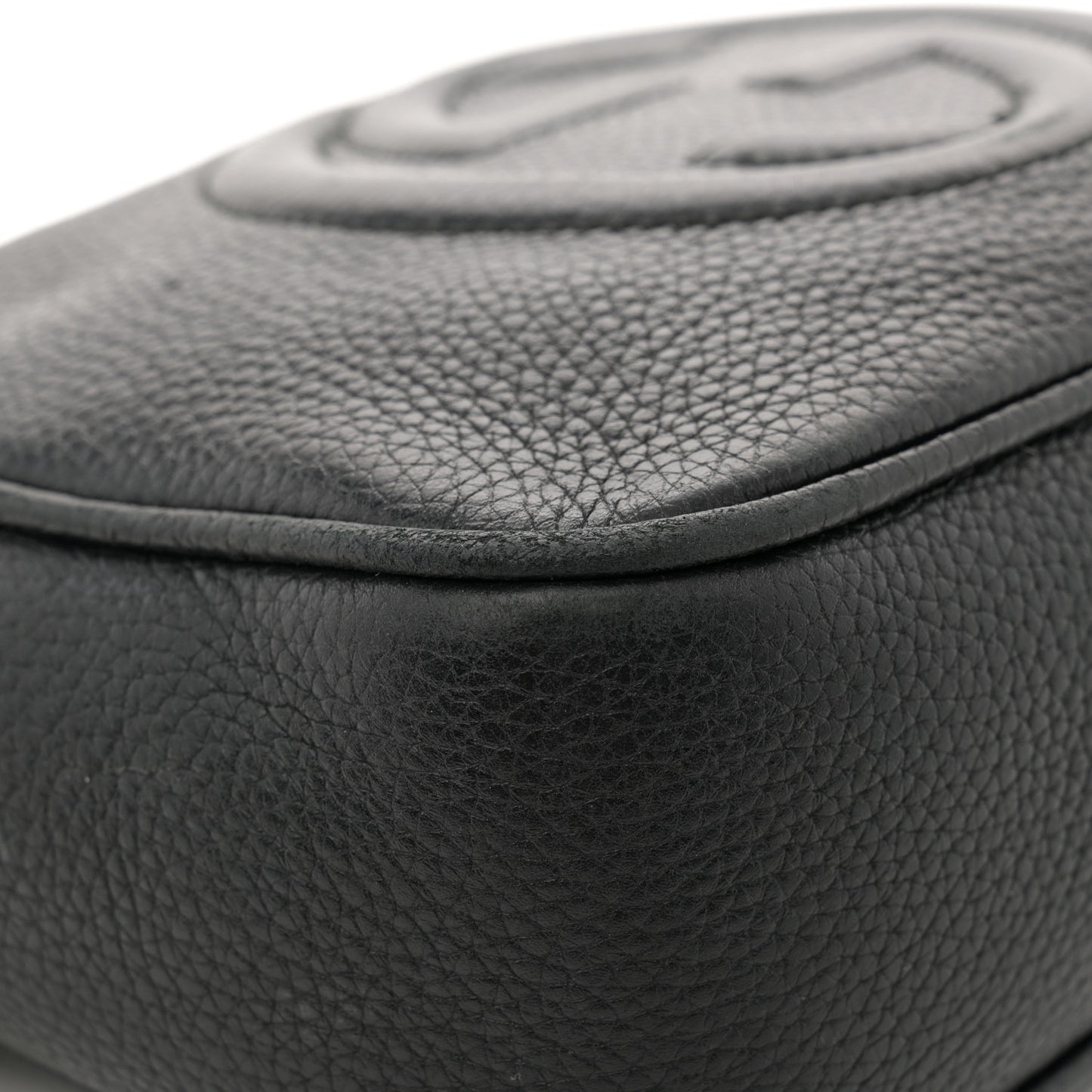 Pebbled Calfskin Small Soho Disco Bag Black