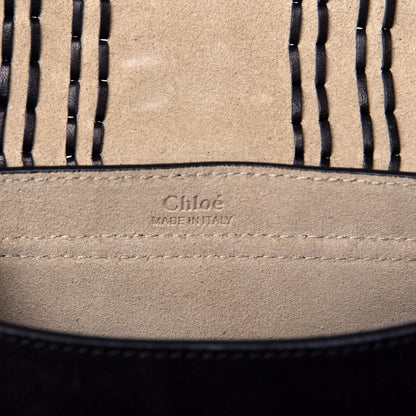 Chloe Suede Calfskin Braided Mini Hudson Shoulder Bag Black 6 of 9