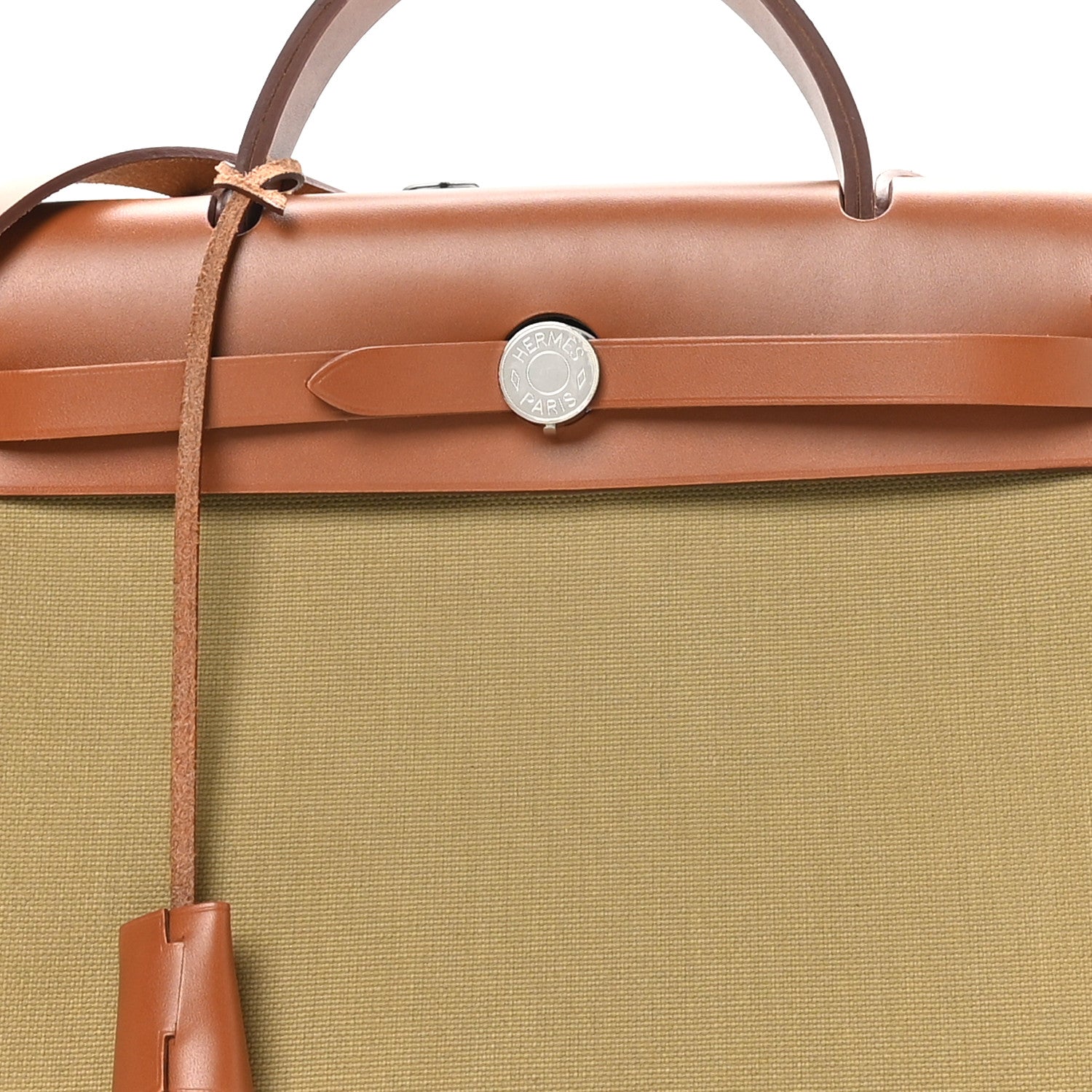 Hermes Military Toile Vache Hunter Herbag Zip Retourne 31 PM Poussiere Fauve 9 of 11