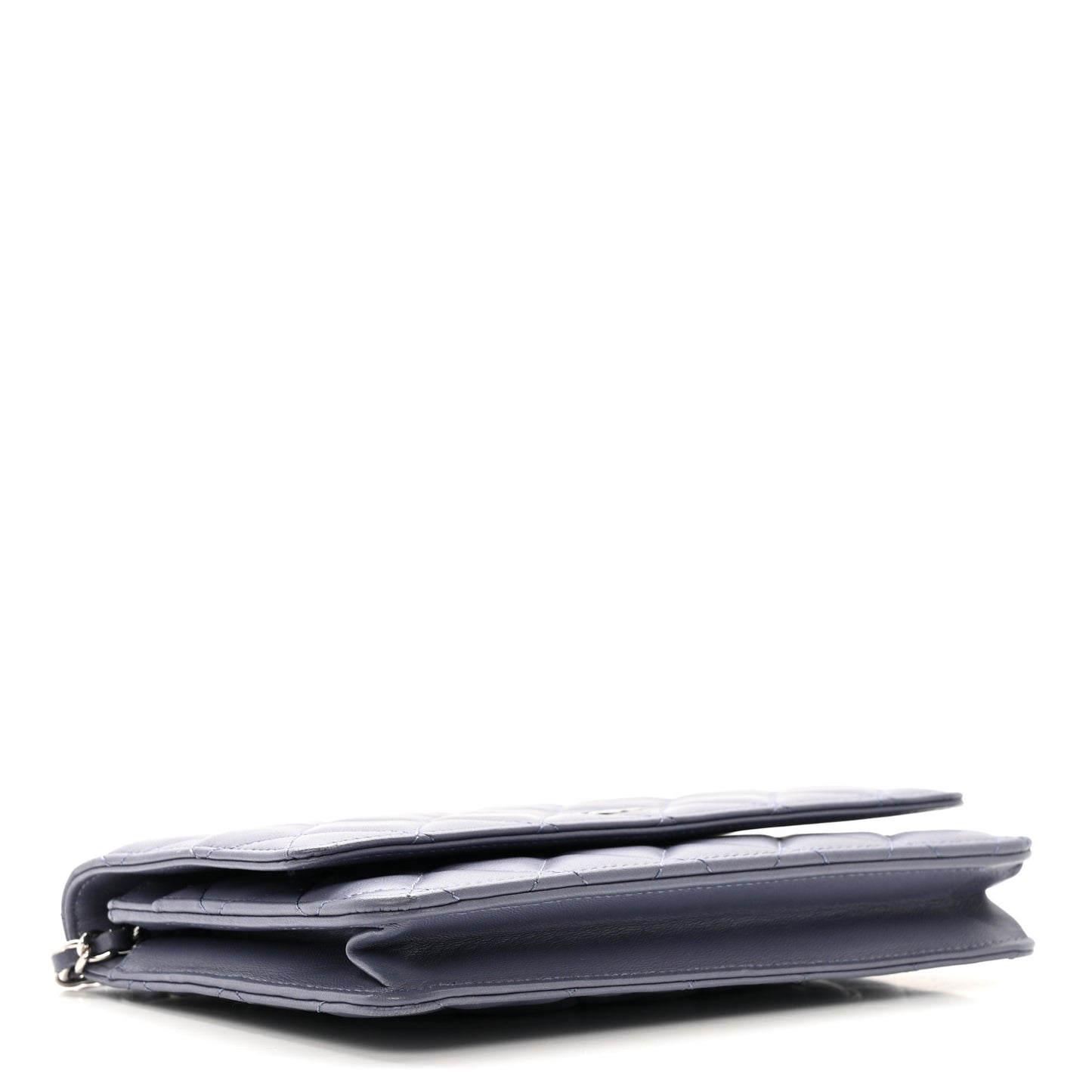 Lambskin Quilted Wallet On Chain WOC Dark Blue