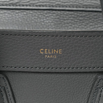 Celine Drummed Calfskin Nano Luggage Kohl 6 of 15