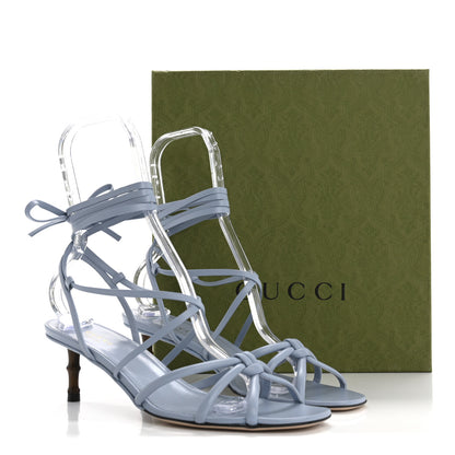 Gucci Nappa Charlotte Bamboo Ankle Wrap Sandals 40 Porcelain Light Blue 9 of 9