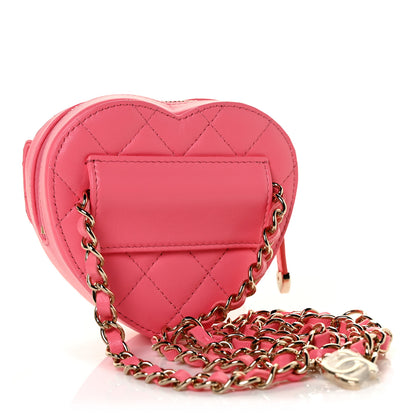 Chanel Lambskin Quilted CC In Love Heart Waist Belt Bag With Chain Pink 3 of 13