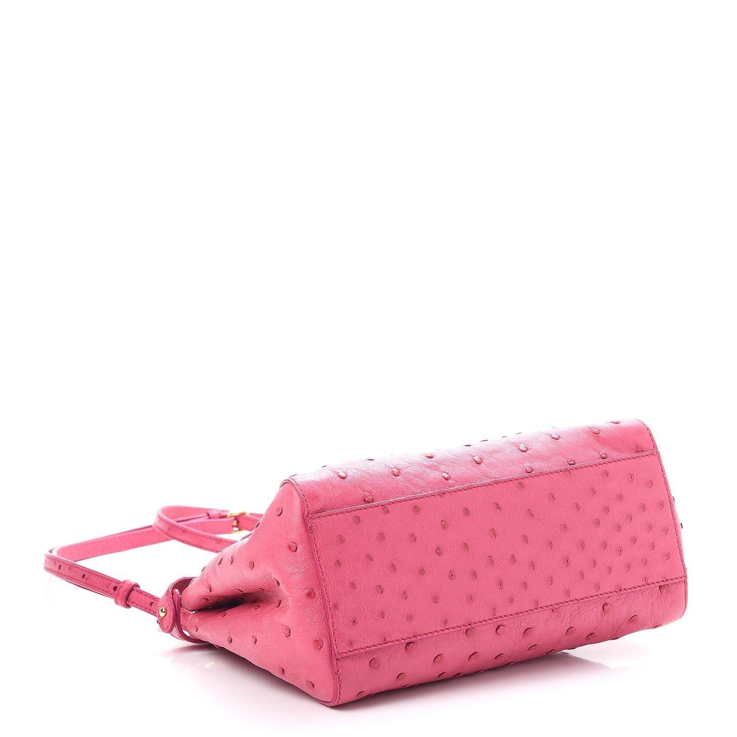 Fendi Ostrich Shiny Nappa Mini Peekaboo Iconic Satchel Fuchsia 4 of 8